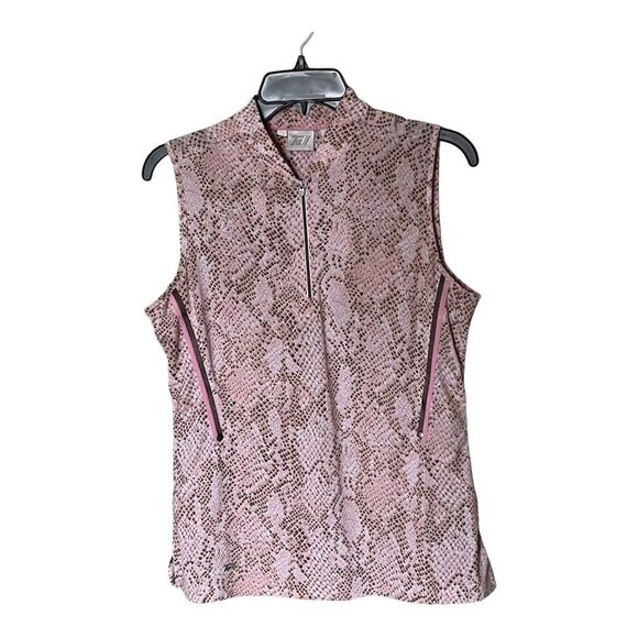 Tail Tech Pink Snakeskin Print Quarter Zip Sleeveless Golf Shirt Size Medium - Picture 1 of 11